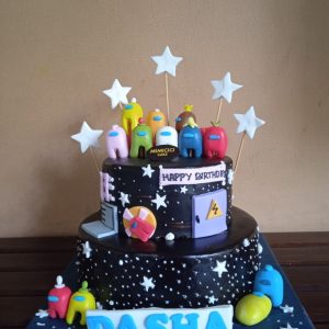 Kue Ulang Tahun Custom Cake 2 Tingkat Tema Among Us