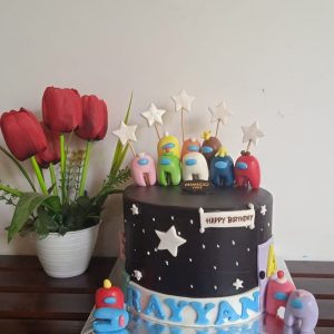Kue Ulang Tahun Custom Cake Tema Among Us Black