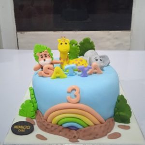 Kue Ulang Tahun Custom Cake Fondan Tema Zoo