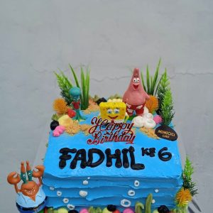 Kue Ulang Tahun Custom Cake Kotak Tema Spongebob