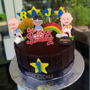 Kue Ulang Tahun Custom Cake Tema Upin Ipin Full Coklat