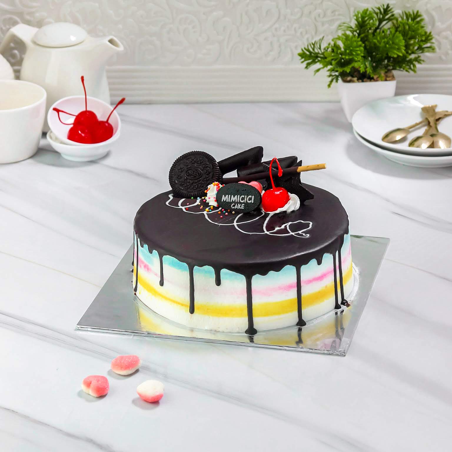 Kue Ulang Tahun Cream Rainbow Cake Mimicici Cake - Image 5