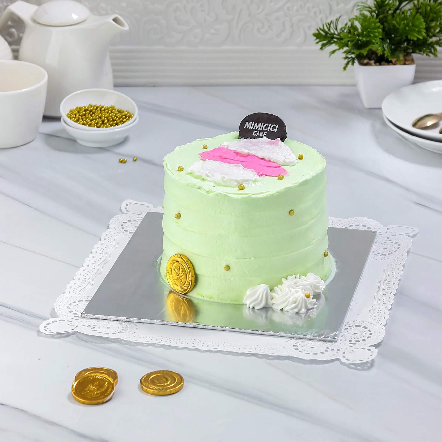 Korean Bento Cake Happy Green  by Mimicici Cake