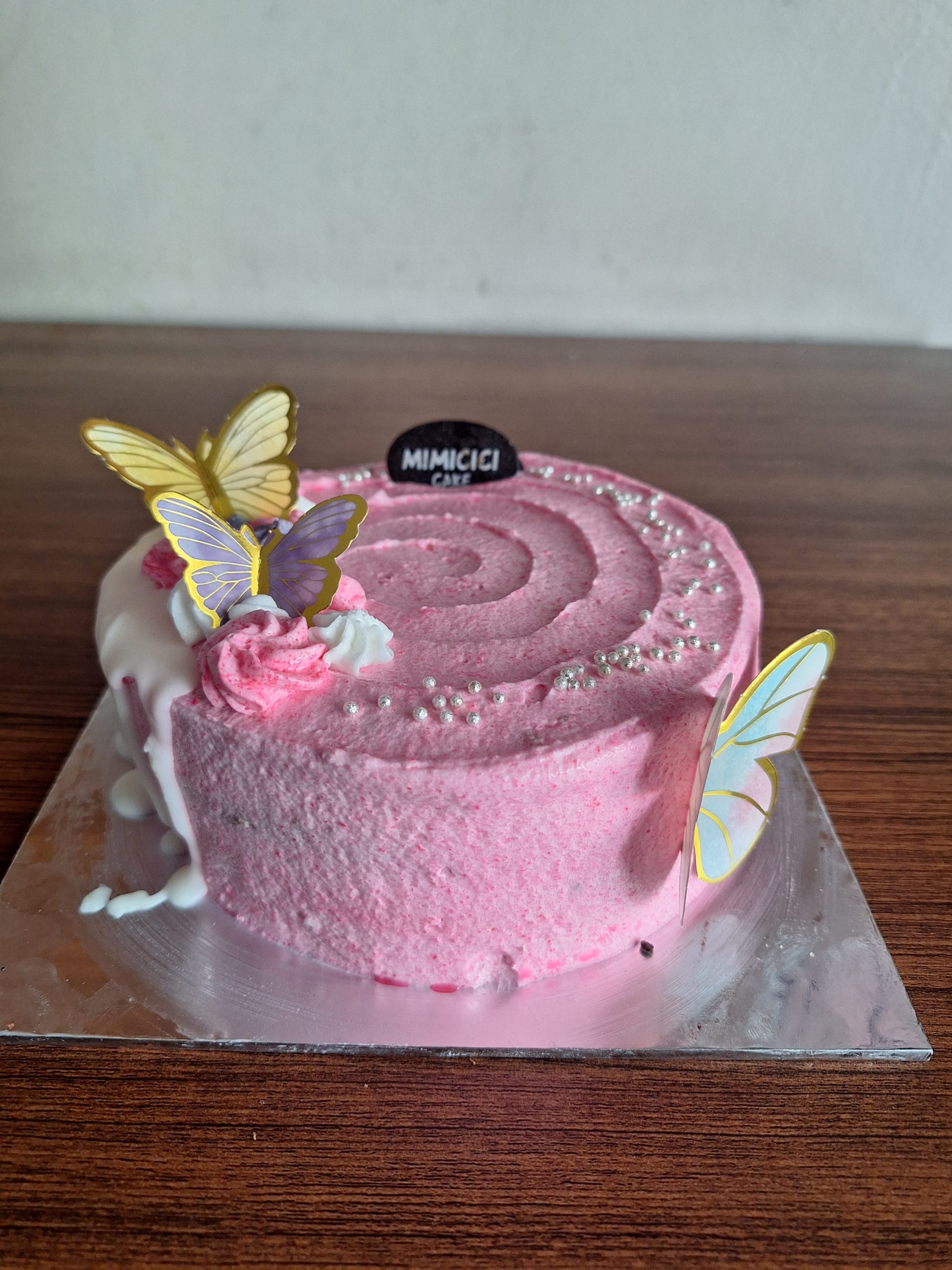 Kue Ulang Tahun Butterfly Pink Cake Ukuran 16 cm