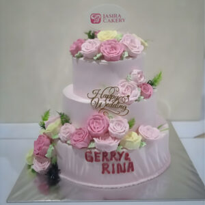 Custom Cake 3 Tingkat Tema Wedding by Jasira Cakery