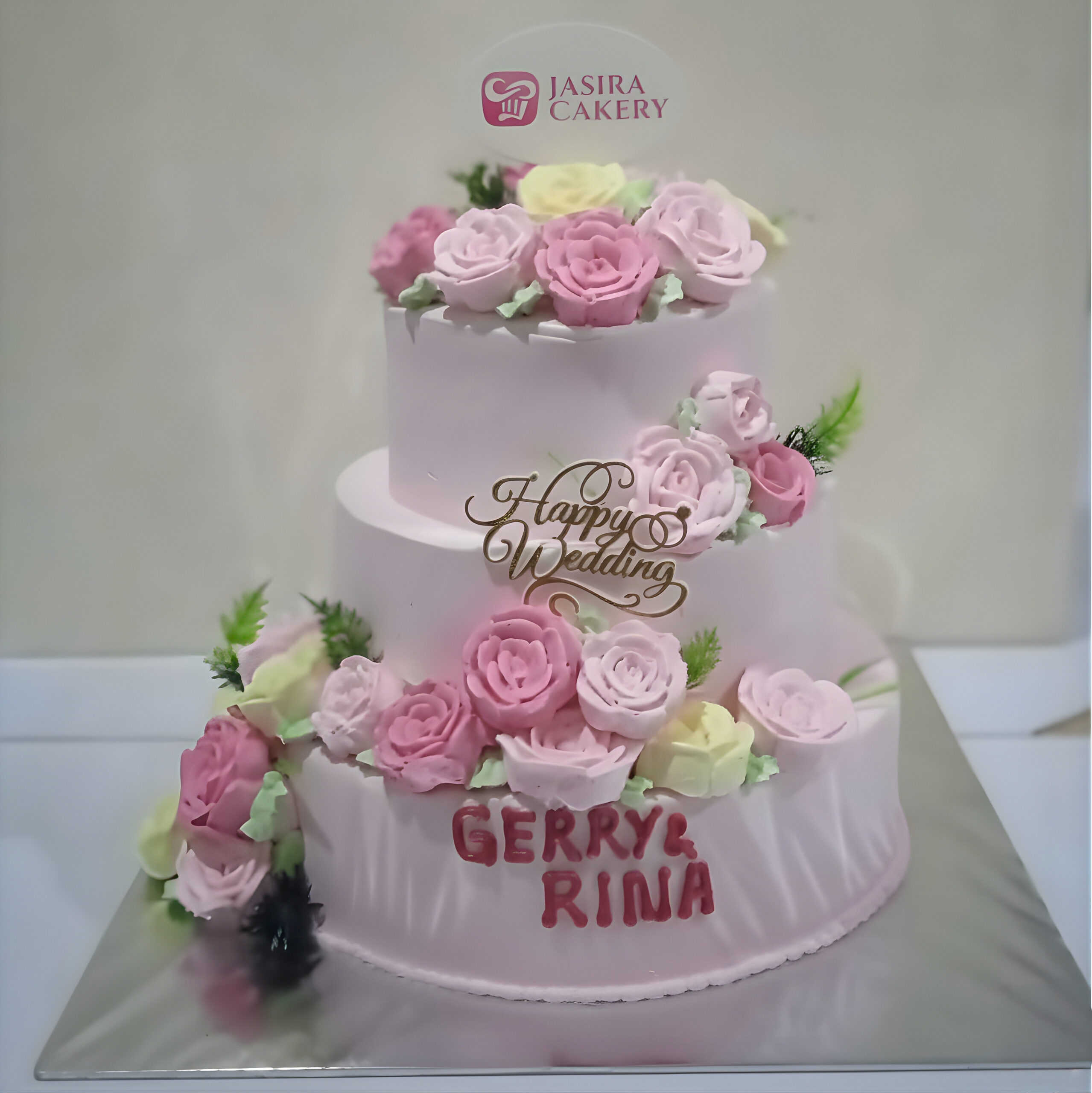 Custom Cake 3 Tingkat Tema Wedding by Jasira Cakery