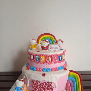 Custom Cake 2 Tingkat Tema Hello Kitty by Jasira Cakery