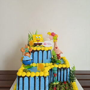 Custom Cake 2 Tingkat Tema Spongebob by Jasira Cakery