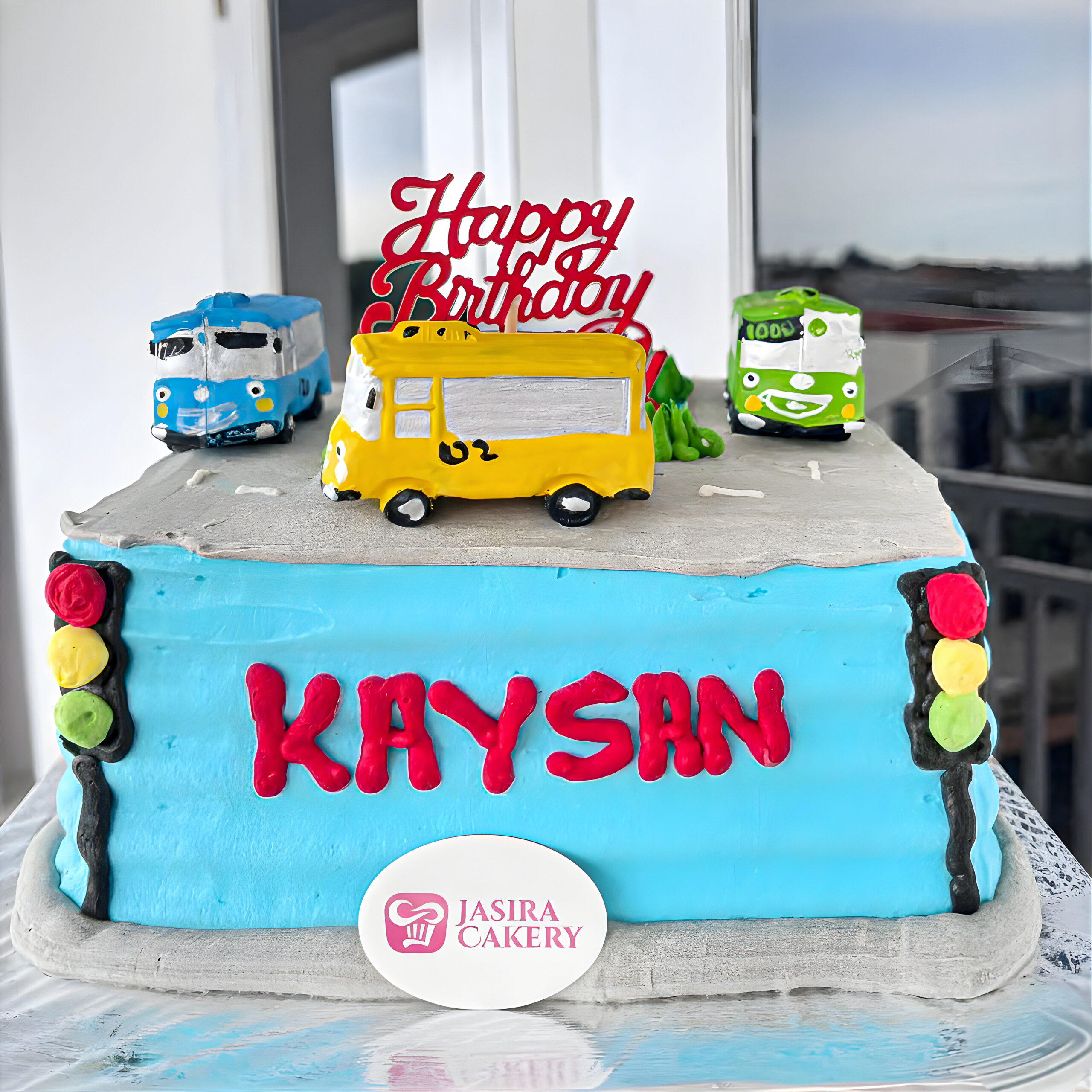 Custom Cake Kotak Tema Tayo by Jasira Cakery